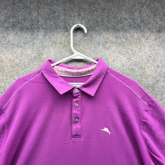 Tommy Bahama Polo Shirt Mens XXL Purple Casual Mesh Logo Casual Islandzone - Picture 8 of 11
